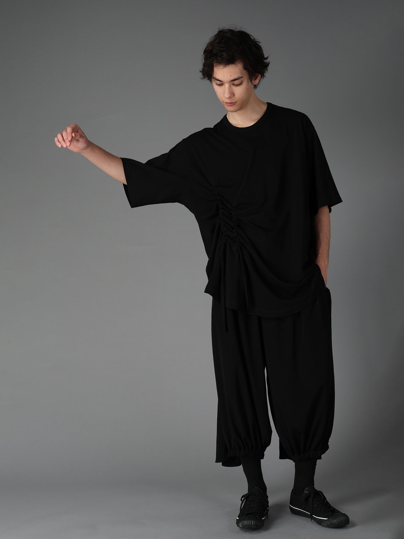 ULTIMA JERSEY SIDE GATHERED ROUND HEM T