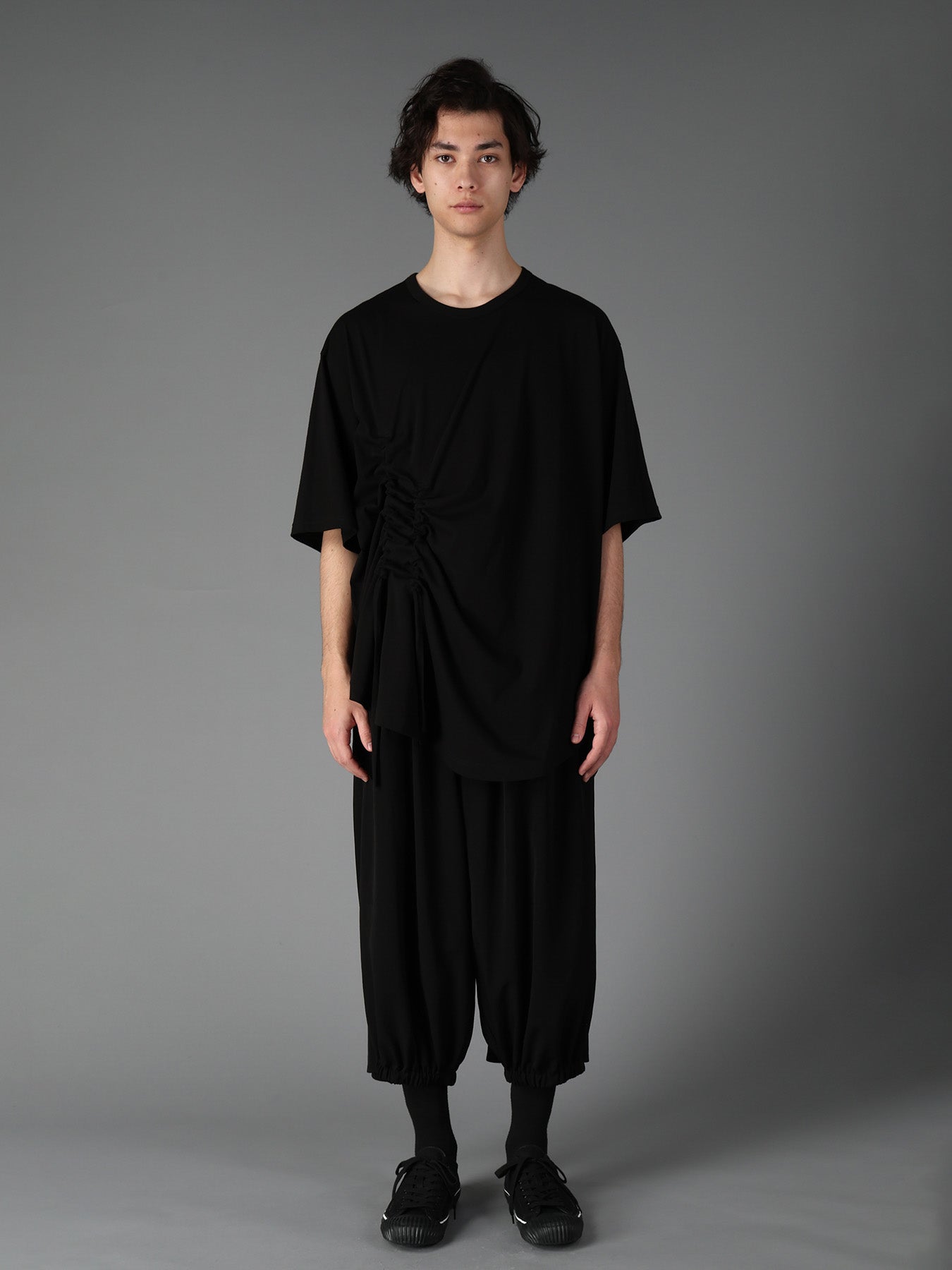 ULTIMA JERSEY SIDE GATHERED ROUND HEM T