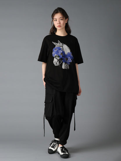 JERSEY HORSE AND BLUE PEONY T-SHIRT