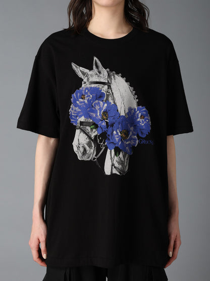 JERSEY HORSE AND BLUE PEONY T-SHIRT
