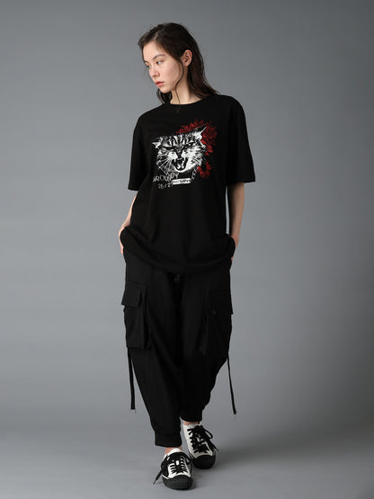 JERSEY CAT AND RED SUNFLOWER T-SHIRT