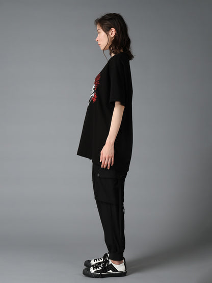 JERSEY CAT AND RED SUNFLOWER T-SHIRT