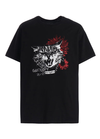 JERSEY CAT AND RED SUNFLOWER T-SHIRT