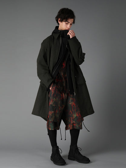 WOOL GABARDINE HOODED OUT POCKET JACKET