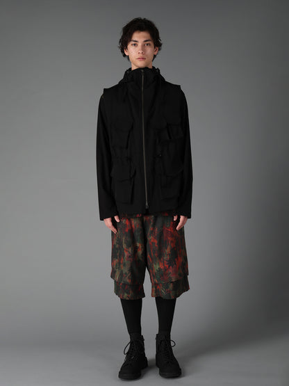 WOOL GABARDINE HOODED OUT POCKET JACKET
