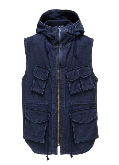 SULFUR DYED BACK SATIN HOODED OUTPOCKET JACKET