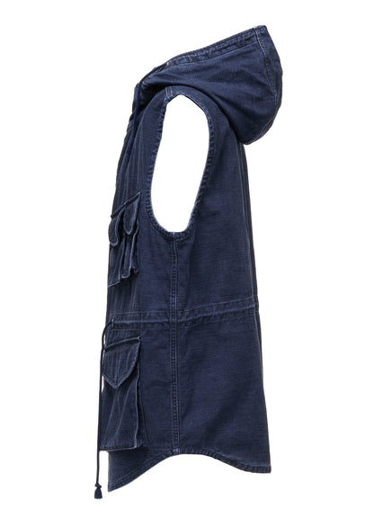 SULFUR DYED BACK SATIN HOODED OUTPOCKET JACKET
