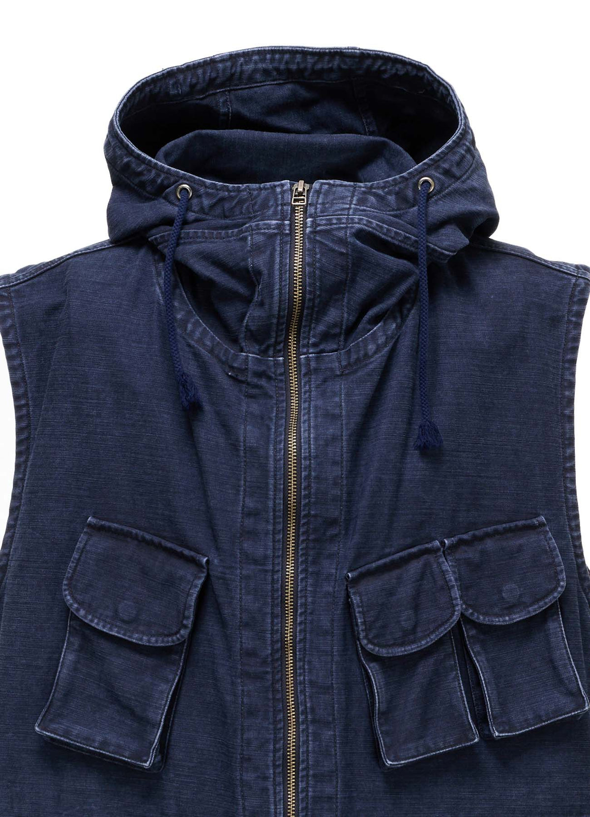 SULFUR DYED BACK SATIN HOODED OUTPOCKET JACKET