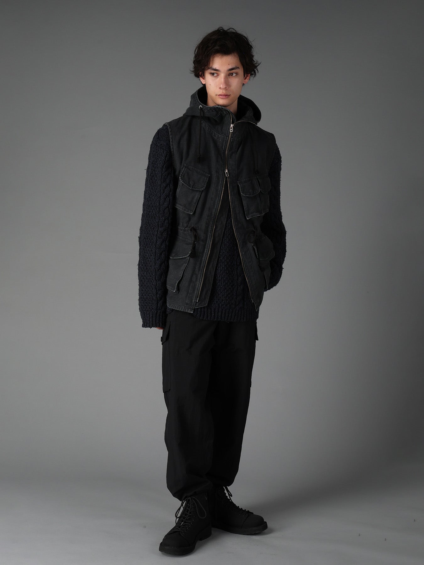 SULFUR DYED BACK SATIN HOODED OUTPOCKET JACKET – THE SHOP YOHJI