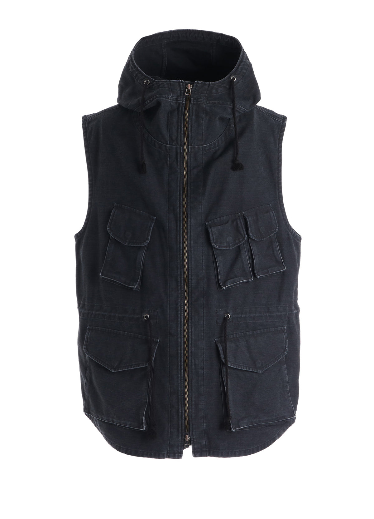 SULFUR DYED BACK SATIN HOODED OUTPOCKET JACKET