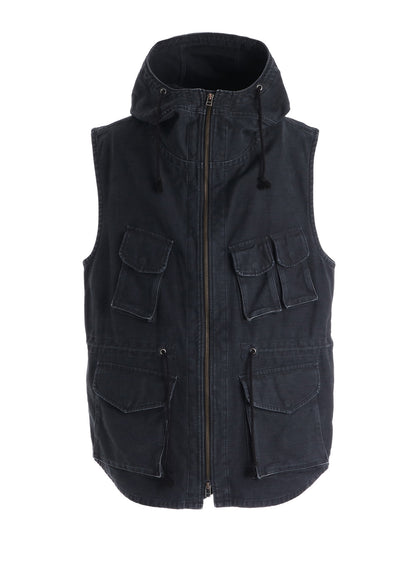 SULFUR DYED BACK SATIN HOODED OUTPOCKET JACKET