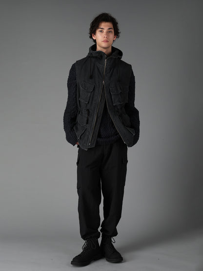 SULFUR DYED BACK SATIN HOODED OUTPOCKET JACKET