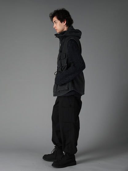 SULFUR DYED BACK SATIN HOODED OUTPOCKET JACKET