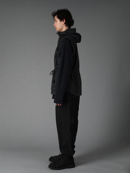 SULFUR DYED BACK SATIN HOODED OUTPOCKET JACKET