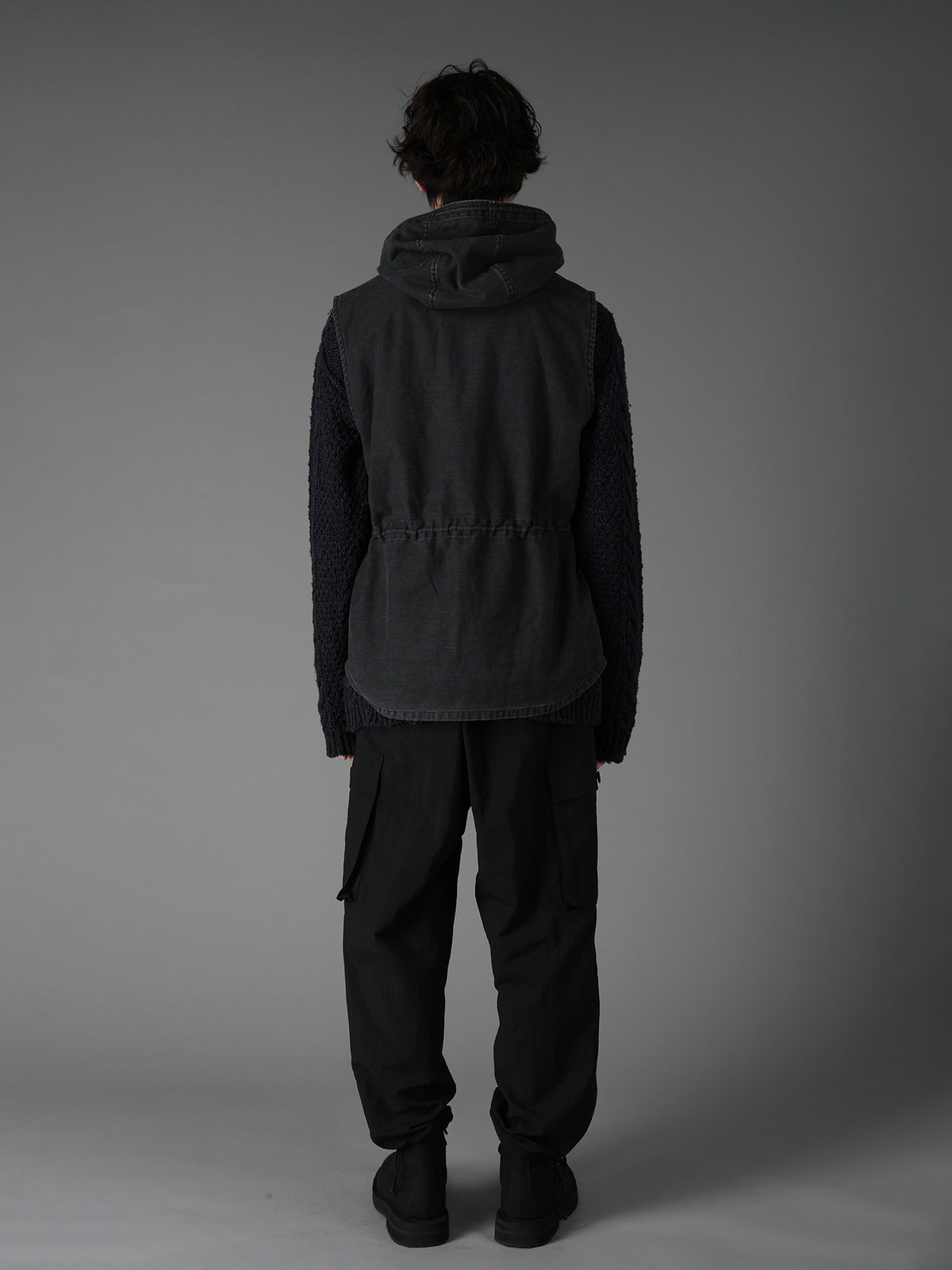 SULFUR DYED BACK SATIN HOODED OUTPOCKET JACKET