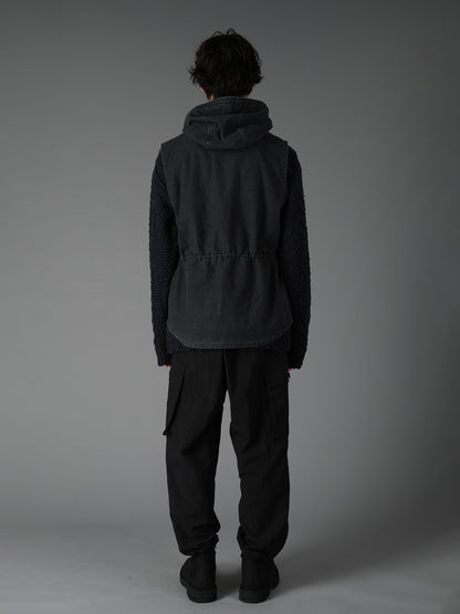 SULFUR DYED BACK SATIN HOODED OUTPOCKET JACKET