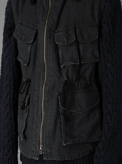 SULFUR DYED BACK SATIN HOODED OUTPOCKET JACKET