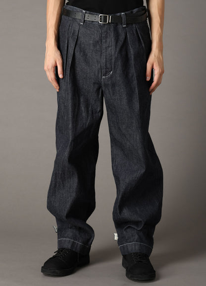 Ground Y×EDWIN 11oz INDIGO DENIM WIDE-TUCK PANTS WITH TAB DETAIL