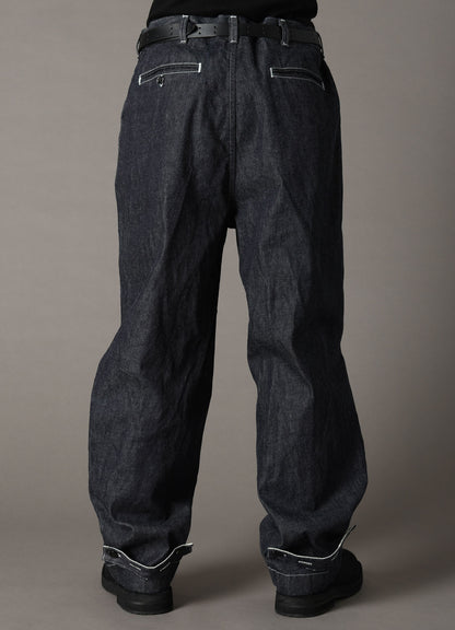 Ground Y×EDWIN 11oz INDIGO DENIM WIDE-TUCK PANTS WITH TAB DETAIL