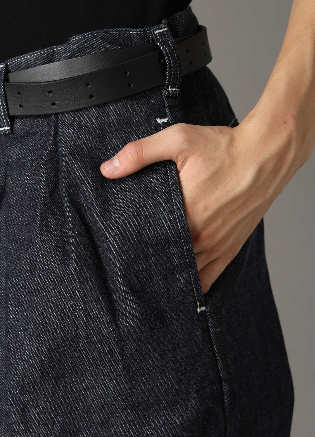 Ground Y×EDWIN 11oz INDIGO DENIM WIDE-TUCK PANTS WITH TAB DETAIL