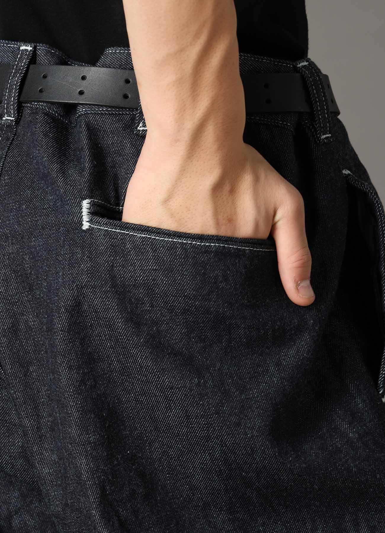 Ground Y×EDWIN 11oz INDIGO DENIM WIDE-TUCK PANTS WITH TAB DETAIL