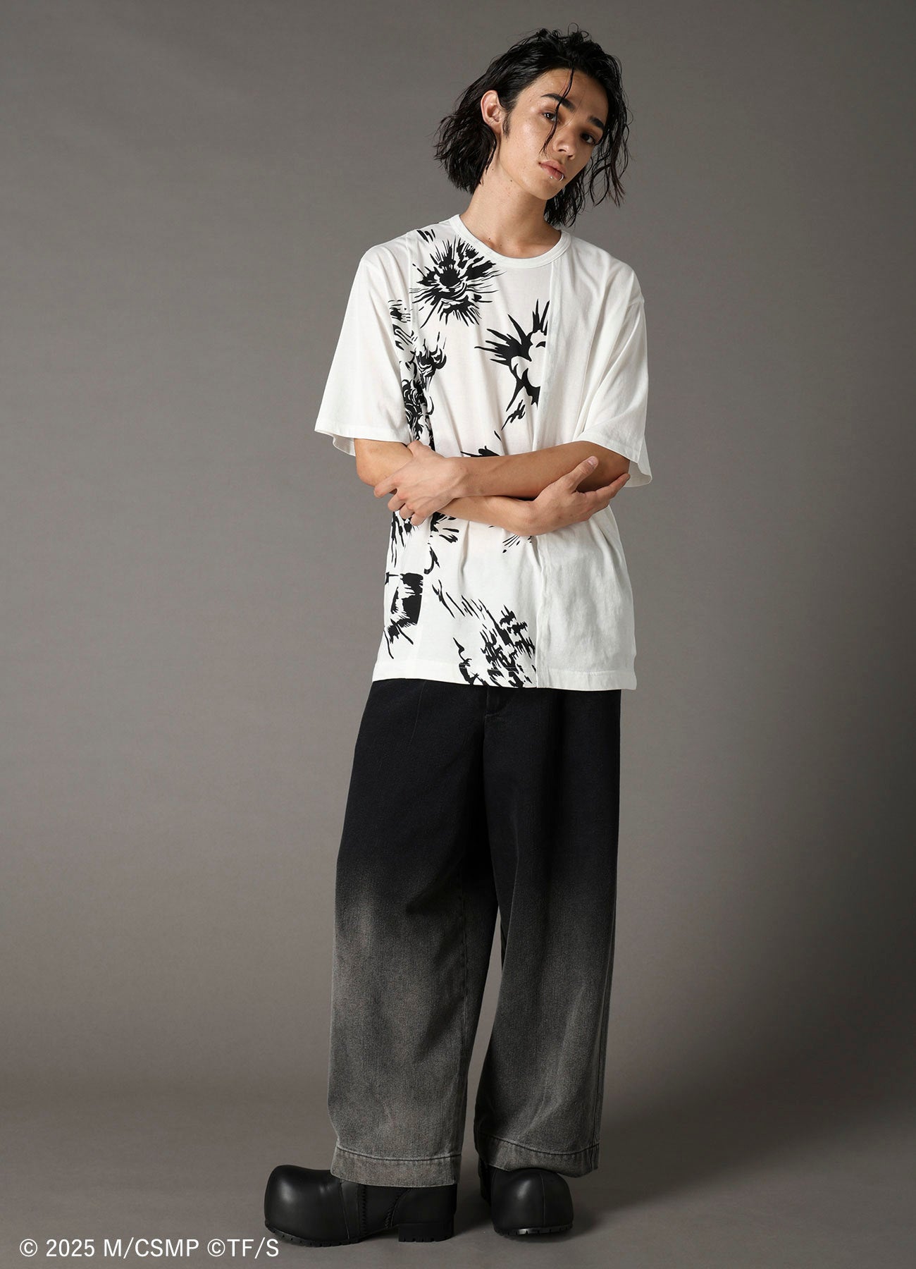 【Pre-Order】Ground Y×CHAINSAW MANCollaborate Collection BLEACH WASH CHAINSAW PANTS