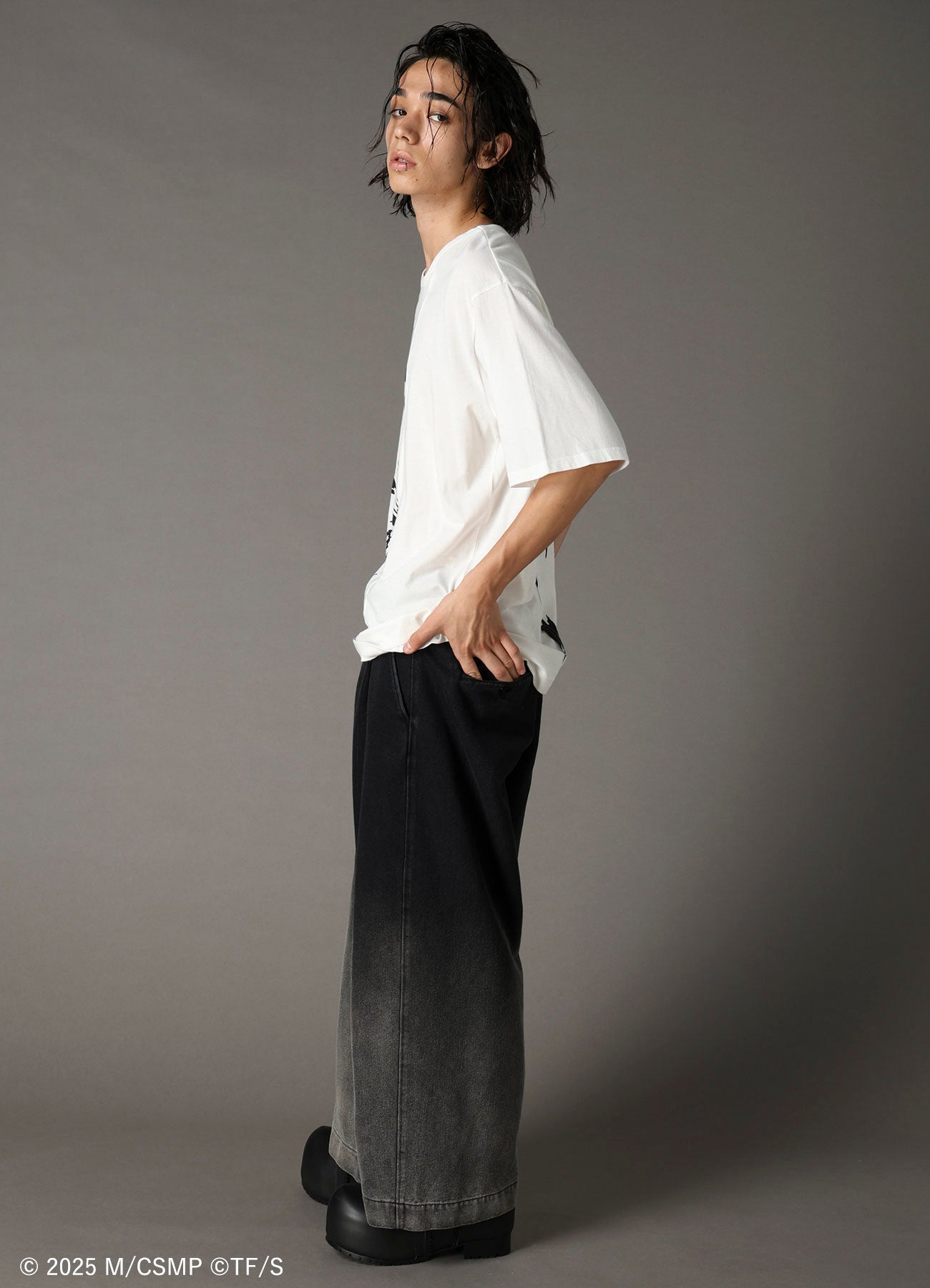 【Pre-Order】Ground Y×CHAINSAW MANCollaborate Collection BLEACH WASH CHAINSAW PANTS
