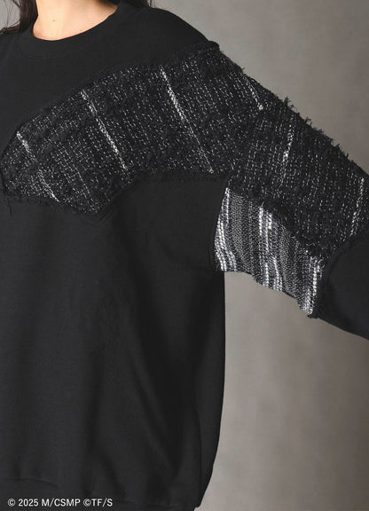 【Pre-Order】Ground Y×CHAINSAW MAN Collaborate Collection CHAINSAW TWEED ROUND NECK SWEATSHIRT