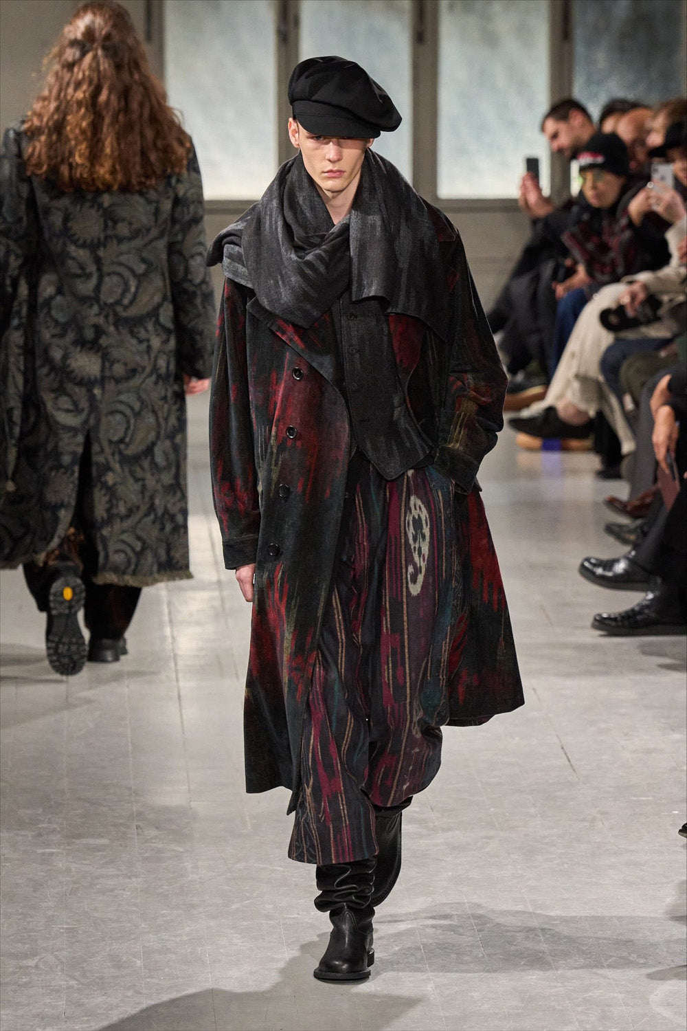 BLACK, RED AND GREEN ABSTRACT PRINT COAT – THE SHOP YOHJI YAMAMOTO