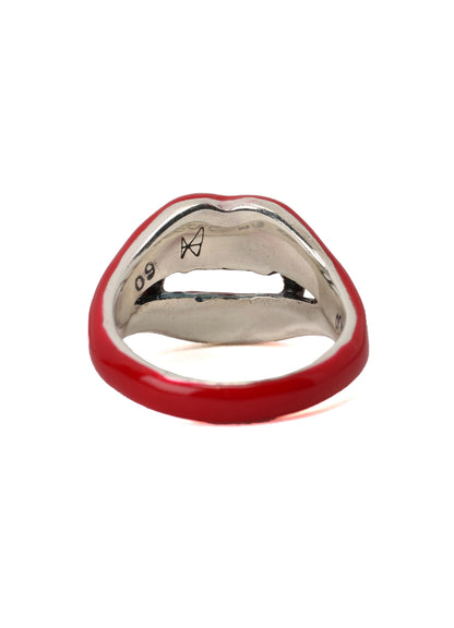 SILVER 950 VAMPIRE PINKIE RING ROUGE