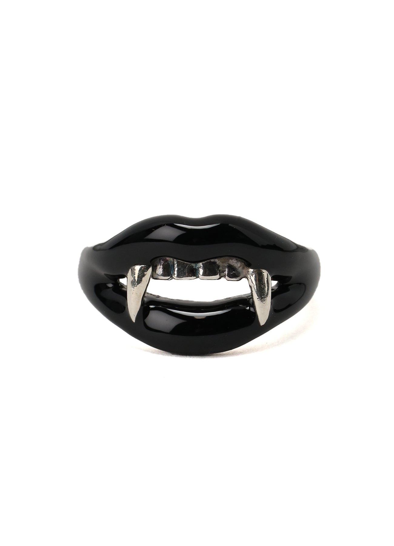 SILVER 950 VAMPIRE PINKIE RING BLACK