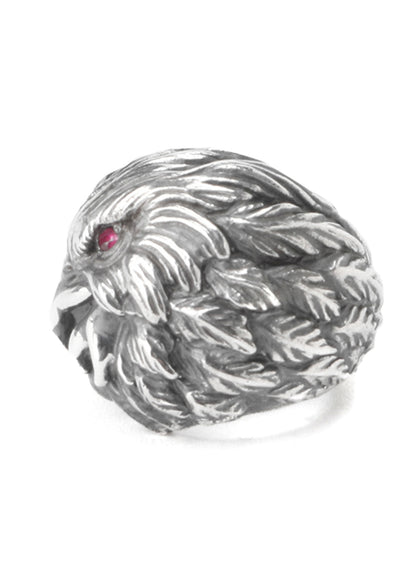 SILVER 950 EAGLE RED EYE RING