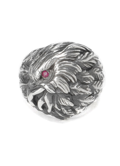 SILVER 950 EAGLE RED EYE RING