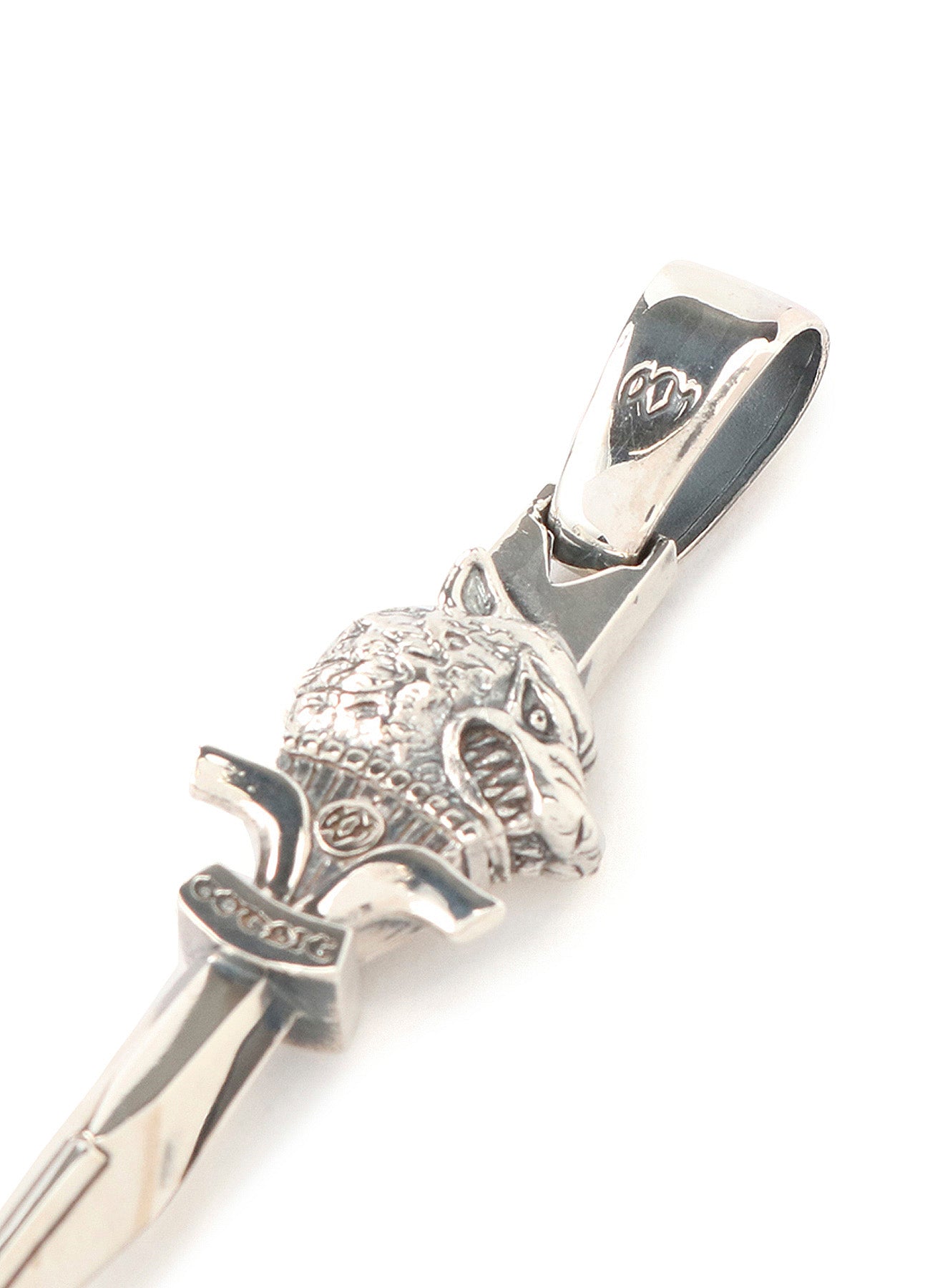 SILVER 950 WOLF DAGGAR PENDANT TOP