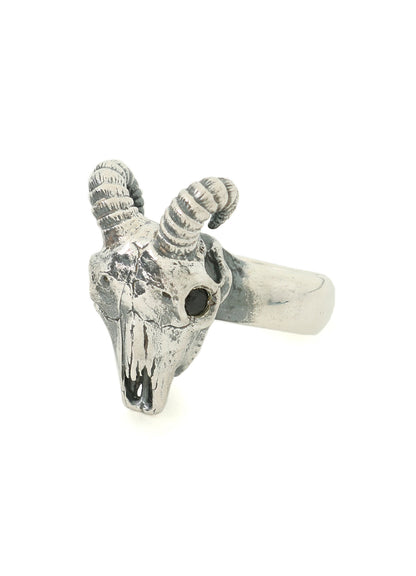 SILVER 950 GOAT SKULL RING