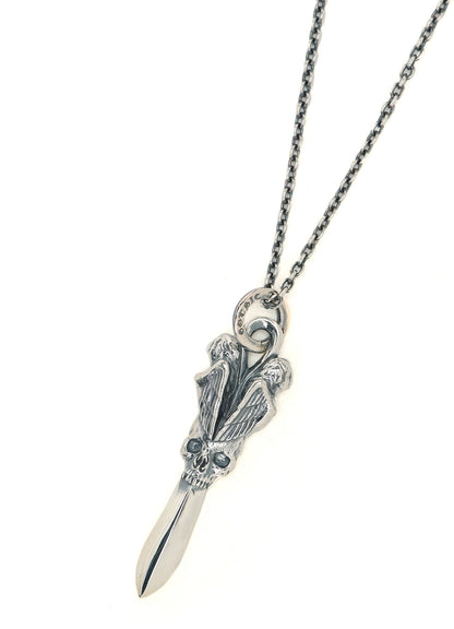 SILVER 950 SKULL DAGGER PENDANT