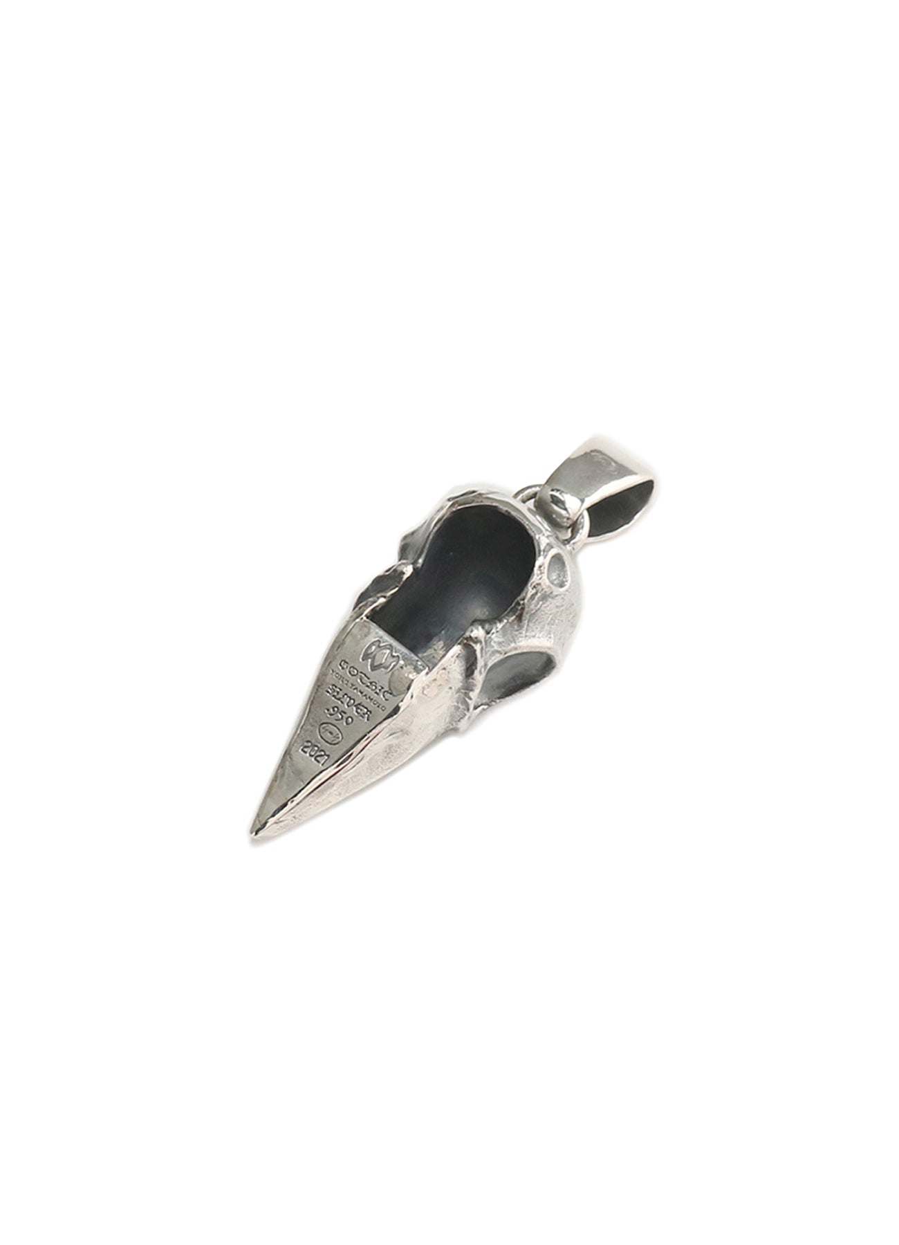 SILVER 950 CROW SKULL PENDANT