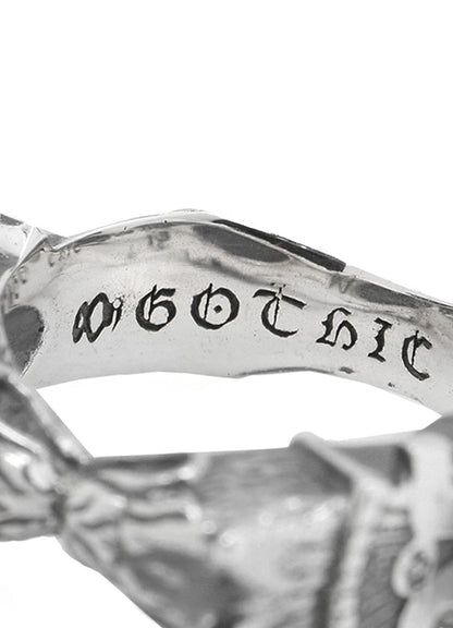 TWIN WOLF DAGGER RING
