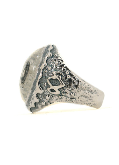 SILVER 950 GOTHIC OVAL RING UV