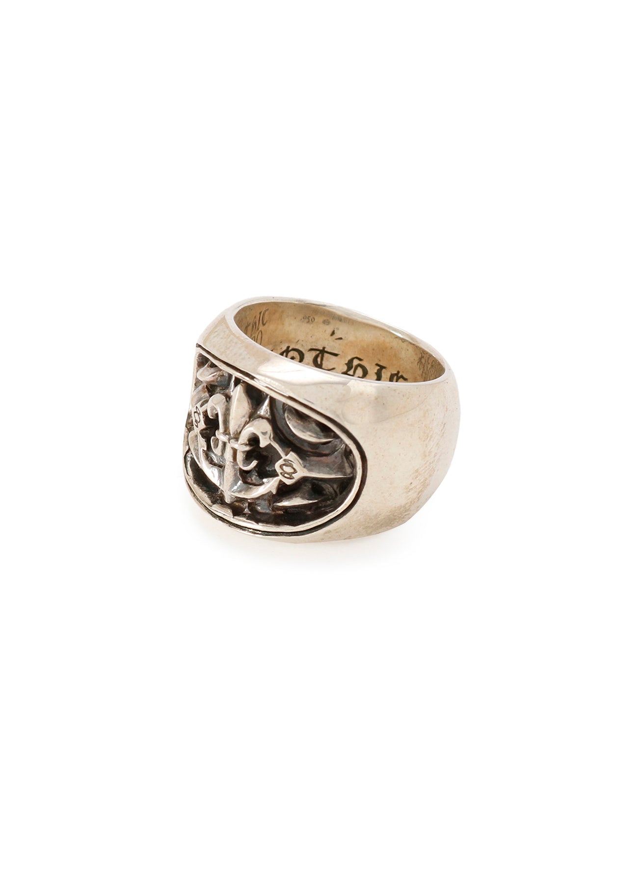 SILVER 950 LILY-ANCHOR OVAL RING