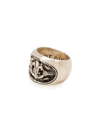 SILVER 950 LILY-ANCHOR OVAL RING