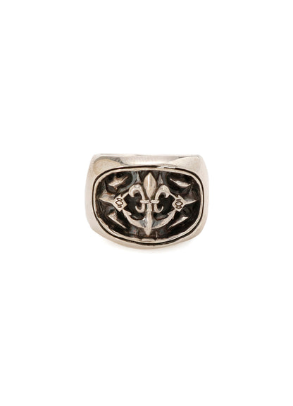 SILVER 950 LILY-ANCHOR OVAL RING
