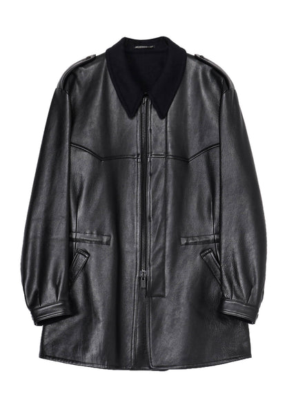 BUFFALO LEATHER FASTENER BLOUSON