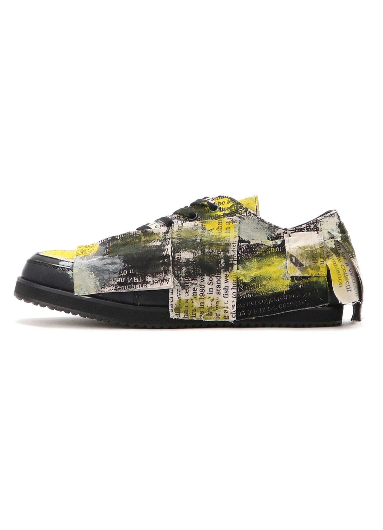 COTTON NEWSPAPER PRINT YELLOW PAINT SNEAKER