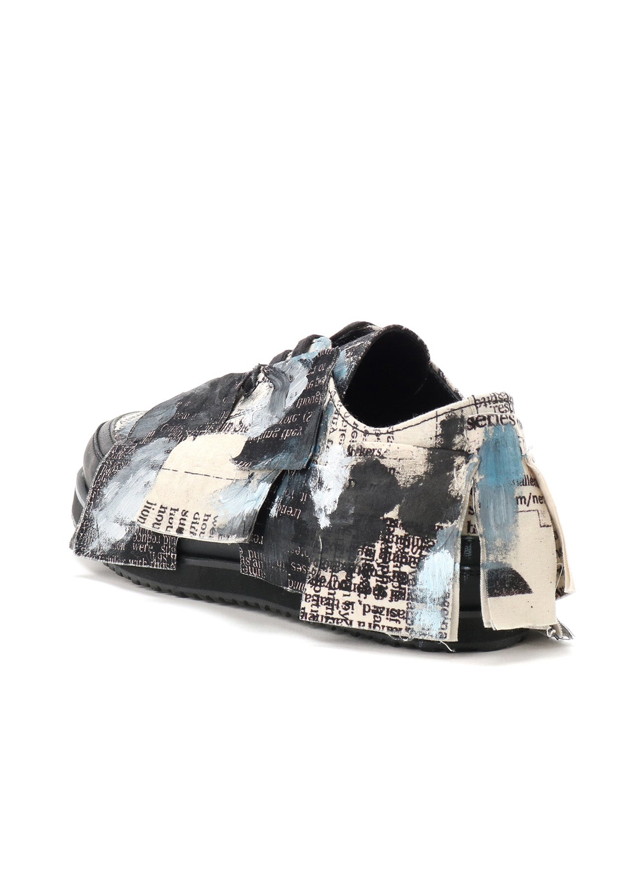 COTTON NEWSPAPER PRINT BLUE PAINT LOW CUT SNEAKER