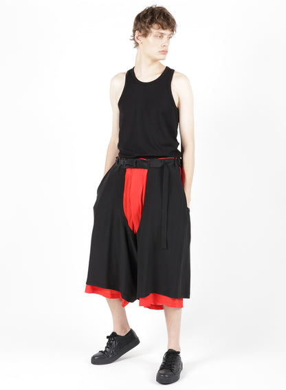 SILK CRAPE DECHINE+RED CELLULOSE LAWN COVER PANTS