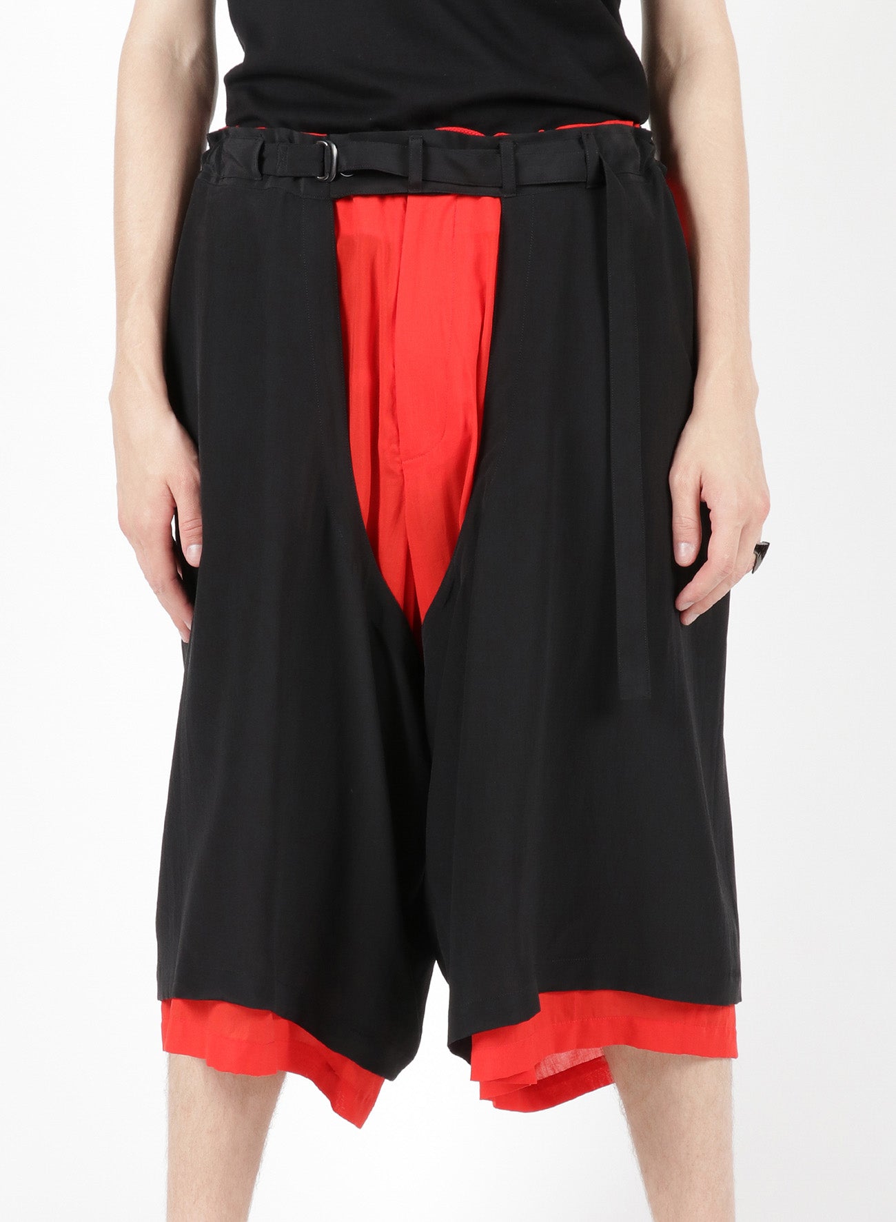 SILK CRAPE DECHINE+RED CELLULOSE LAWN COVER PANTS