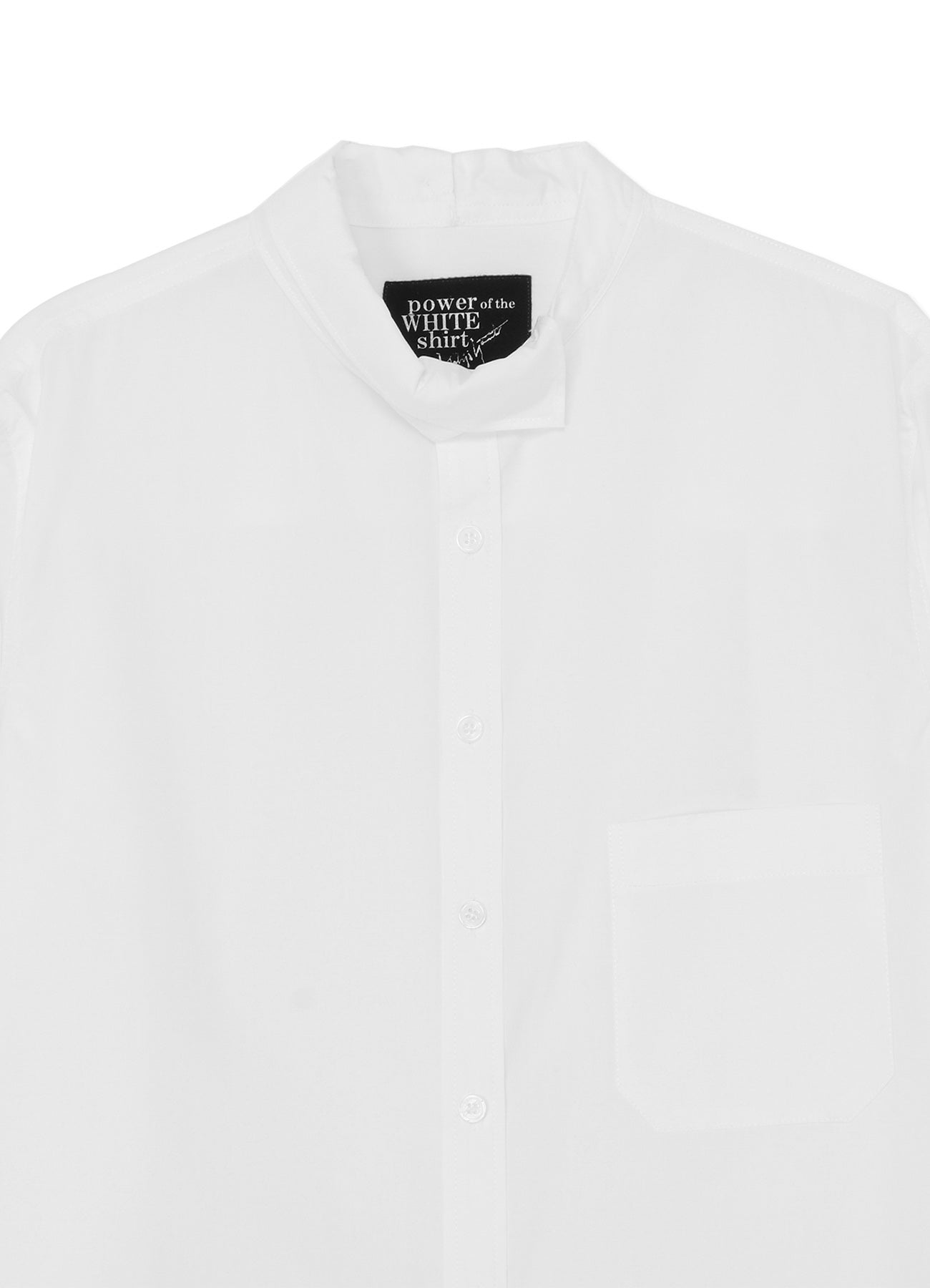 COTTON BROADCLOTH ASYMMETRIC COLLAR SHIRT