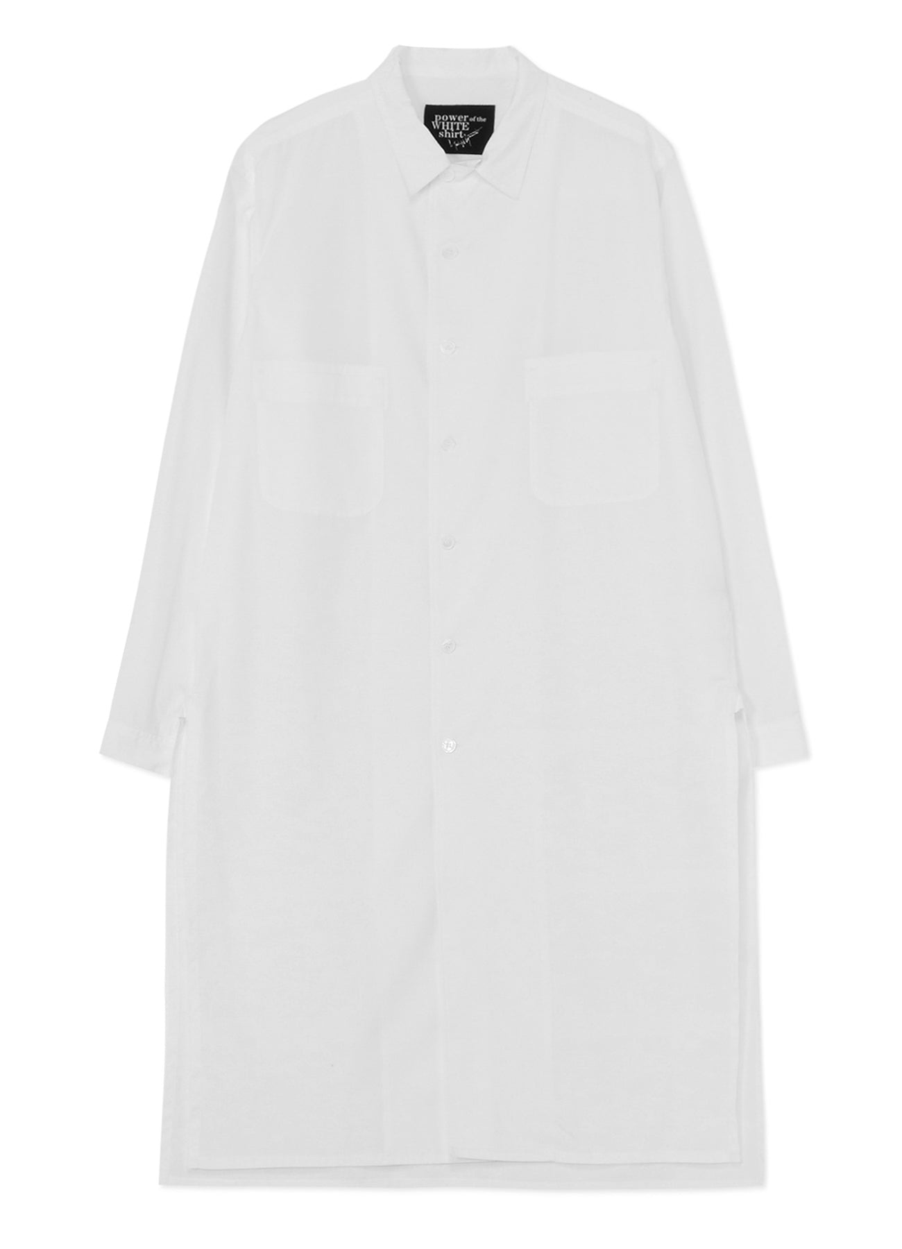 COTTON BROADCLOTH OPEN COLLAR LONG SHIRT