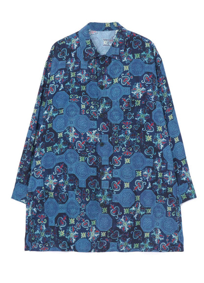 CHINOISERIE-B PRINTED OPEN COLLAR SHIRT